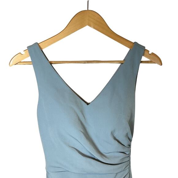 REVELRY French Blue Dawson Crepe Long Sleeveless Formal Bridesmaid Gown Dress 0 - Picture 4 of 12